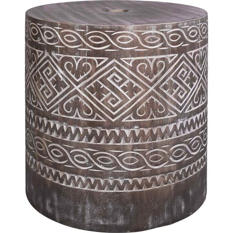 Maison Exclusive - Pied de parasol 23 kg Blanc lavé Bois Massif Cylindrique (1/5)