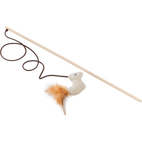 Ferplast Gioco PA 4998 Canna da pesca in legno con topolino per gatti. Variante PA 4998 - Misure: Ø 0.6 x 40 cm - Colori misti