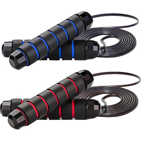 Corde à Sauter Réglable - Câble Acier Diamanté Enveloppé PVC - Poignées Mémoire Antidérapantes - Pour Entraînement Fitness - 2 Pièces (1/5)