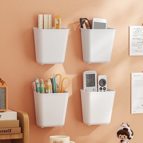 Confezione da 4 - Organizer per ante della cucina - scatole portaoggetti - contenitori portaoggetti - Organizer autoadesivi - Organizer da parete - Organizer per armadi - Organizer per oggetti (1/5)