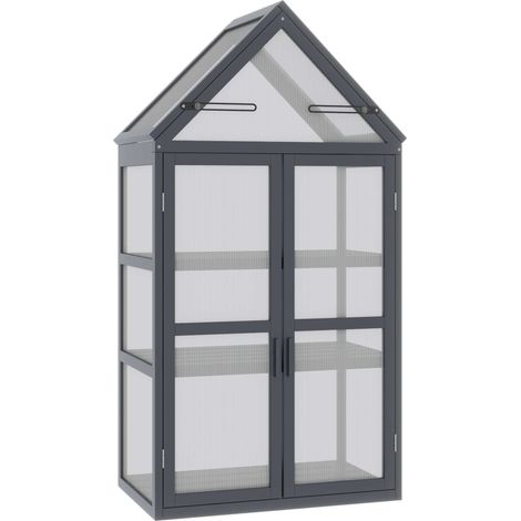 Mini serre de jardin en bois 3 niveaux 70,5 x 42 x 132 cm (1/5)