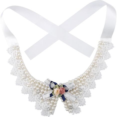 Collier réglable avec nud papillon pour chien, beau collier de fleurs et de perles (1/5)
