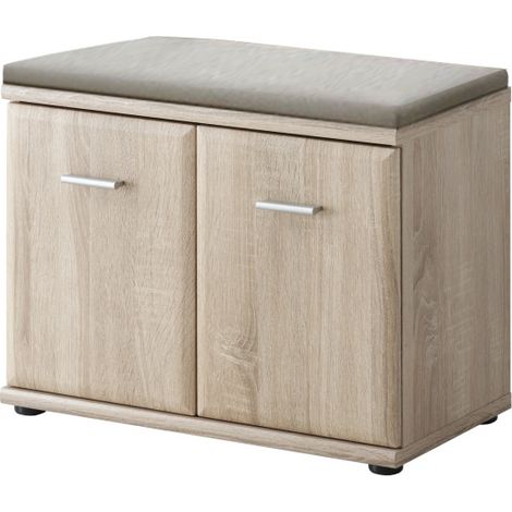Meuble banc à chaussures avec coussin "Armario" - Beige - L 60 x H 50 x P 32 cm - Livraison gratuite