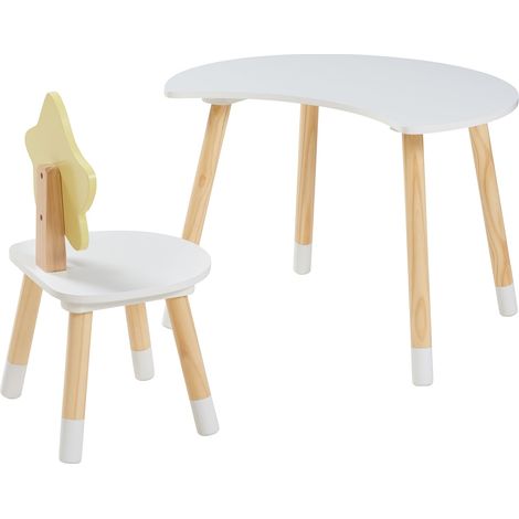 Scrivania/postazione di lavoro per bambini 44 x 60 x 50 cm con sedia bianca 030009062