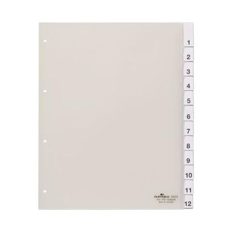 Zahlenregister DIN A4 Überbreite 1-12 Hartfolie transparent (1/4)