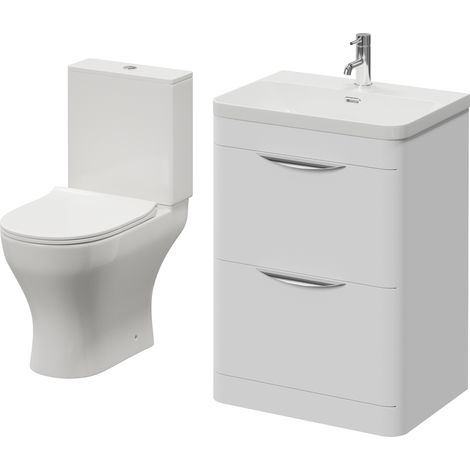 Oslo Gloss White 1150mm Vanity and Jubilee Toilet Suite with Fina Basin - 1150mm - Oslo Standard Handle