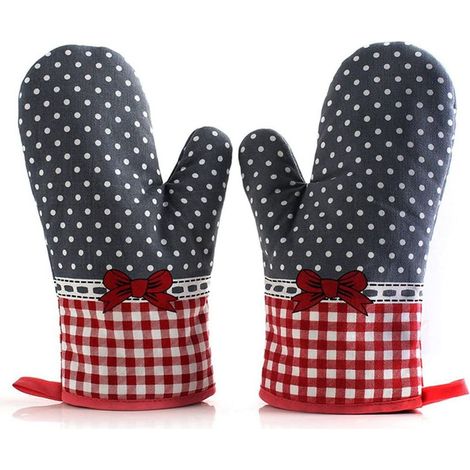 Küchenhandschuhe (2er-Set), hitzebeständige Handschuhe, hitzebeständige Matten, rutschfeste und hitzebeständige Grillhandschuhe, Kochhandschuhe aus Polyester-Baumwolle