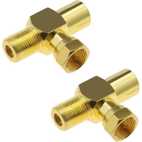 2-Piece T/F Type Coaxial Cable Splitter Adapter Connector for TV, Cable, and Satellite Antenna Distribution (1/5)