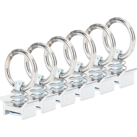 6 pièces fixation à ergot simple pour rail L avec anneau rond, acier inoxydable et aluminium, arrimage de chargement pour rail aérien, installation logistique (1/5)