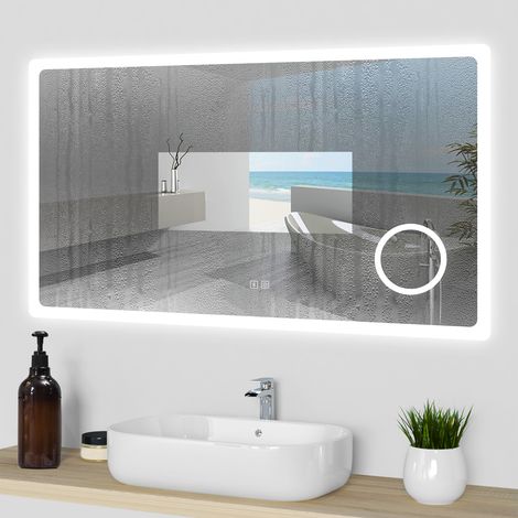 OCEAN Specchio da Bagno Antiappannamento 100 x 60 cm con LED, Bluetooth, Specchio Parete con Interruttore Touch Moderno Impermeabile IP44