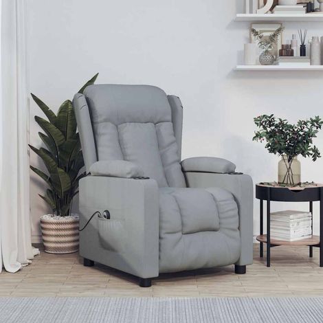 vidaXL Sillón reclinable eléctrico tela gris claro (1/5)