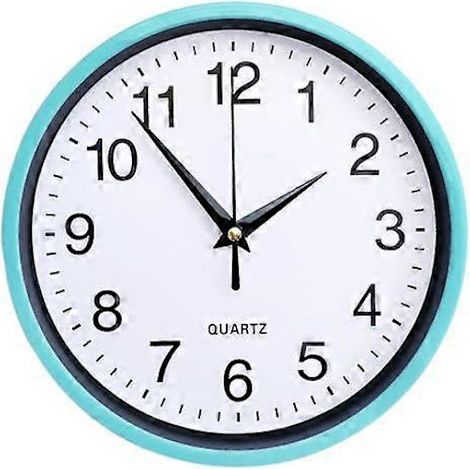 Horloge murale silencieuse (sans tic-tac), grande horloge ronde avec chiffres - FS - bleu clair (1/5)