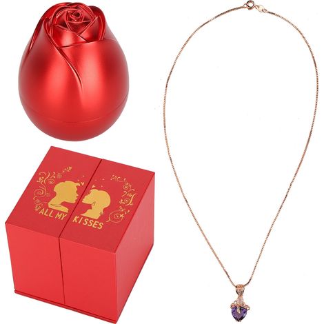 Coffret Bijoux Rose Fleur Coffret Cadeau Saint-Valentin Bague Collier Boucles d'Oreilles (1/5)