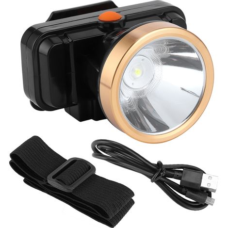 Wiederaufladbare LED-Stirnlampe per USB, 3 Leuchtmodi, wasserdicht nach IPX4, ideal für Camping, Angeln und Wandern (1/5)