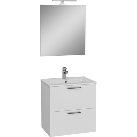 Vitra Mia ensemble avec meuble pré-assemblé 59x61x39,5 cm + miroir + lavabo + éclairage LED, blanc brillant (MIASET60B) (1/2)