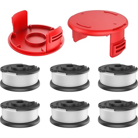 Bobine de fil pour coupe-bordure sans fil Einhell GE-CT 18/28 Li et GE-CT 18/28 Li TC, pour bobine de fil de rechange Einhell TLE-03, couvercle de bobine TLE-03-1 (6 bobines de fil + 2 (1/5)