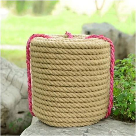 Naturelle Corde de Chanvre Corde de Jute, 10 mm /Longueur de 50 m Solide Tresser Sisal Corde Durable Retro Manille Corde (1/4)