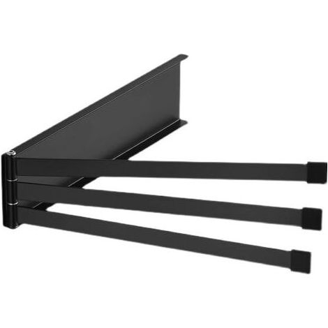 PA Porte-serviettes pliable, en acier inoxydable, barre porte-serviettes de bain, accessoire de salle de bain, mural, convient aux salles de bain et aux cuisines (noir).
