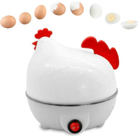 Cuiseur à Œufs Électrique - 7 Œufs - Plastique PP - Cuisson Vapeur Rapide - Petit-déjeuner Famille - Blanc et Jaune 15,6x15,6x16cm (1/5)
