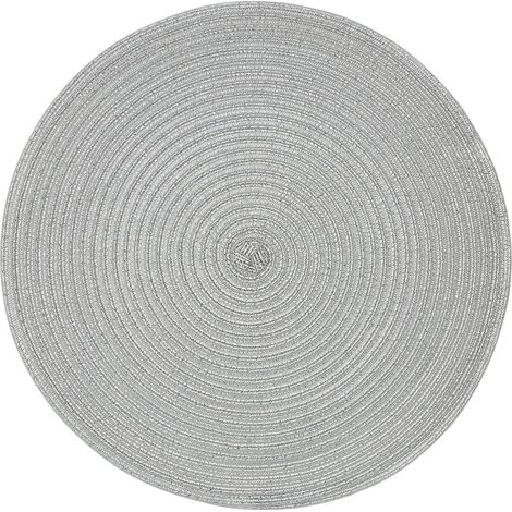 Premier Housewares Round Silver Thread Woven Placemat (1/3)