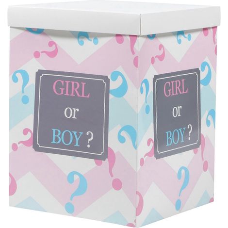 Boîte à ballons décorative en papier « Garçon ou fille » pour une fête de naissance-40x30cm
