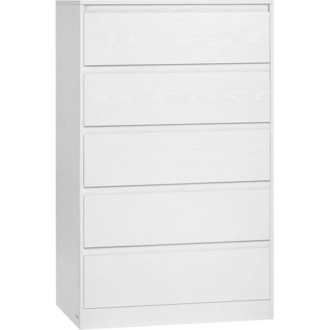 Commode de rangement moderne 40 x 60 x 97,4 cm 4 tiroirs capacité 75 kg ambiance épurée en aggloméré blanc neige (1/2)