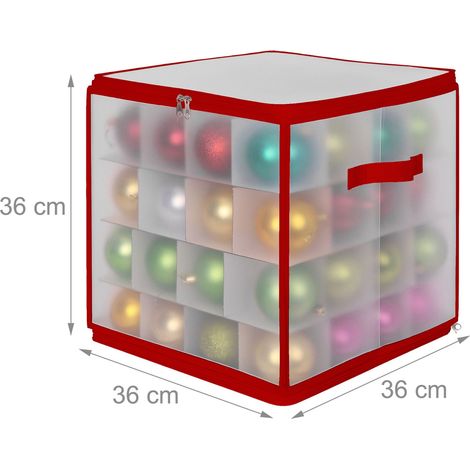 Pratica scatola portaoggetti per decorazioni natalizie con scomparti regolabili 36 x 36 x 36 cm in plastica trasparente 130017994