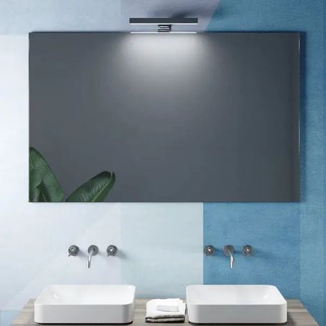 Specchio da bagno a parete con applique a luce naturale cm 70x100 Mobo