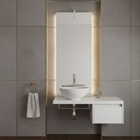 Mobile con lavabo modello Milano - Misura: 90x45x50 cm - Colore: Bianco