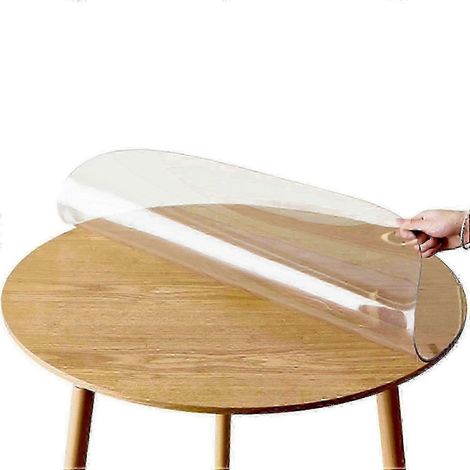 Transparente PVC-Tischdecke – 5 Größen, runder Tischschutz mit 2,0 mm dicker, wasserdichter Unterlage Transparenz 80 cm (1/4)