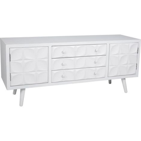 Mueble bajo de madera lacado blanco 136x43x58,5
