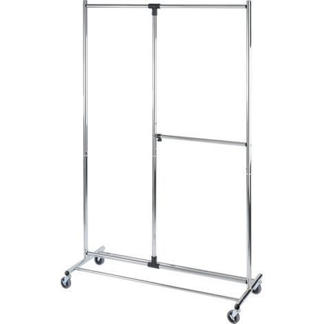 WENKO Stender portabiti Profissimo - regolabile in altezza, Metallo cromato, 116 x 188 x 49 cm, Cromo (1/5)