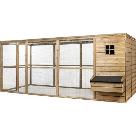 Fatmoose Hühnerstall HappyHen House aus Holz mit Auslauf - 448x209x183 cm