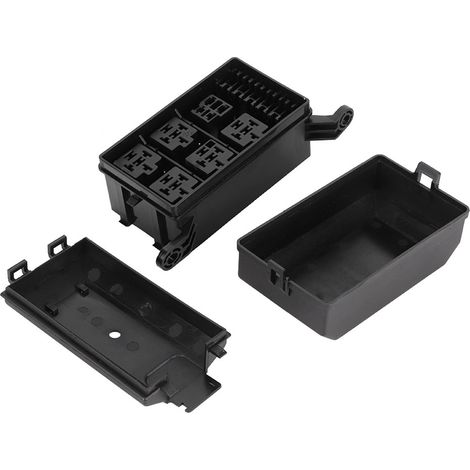Boîte à fusibles automobile à 6 voies avec un fusible 4 pôles 12V et cinq relais à boîtier transparent de 100A, adaptée aux applications marines, automobiles et de course. (1/5)