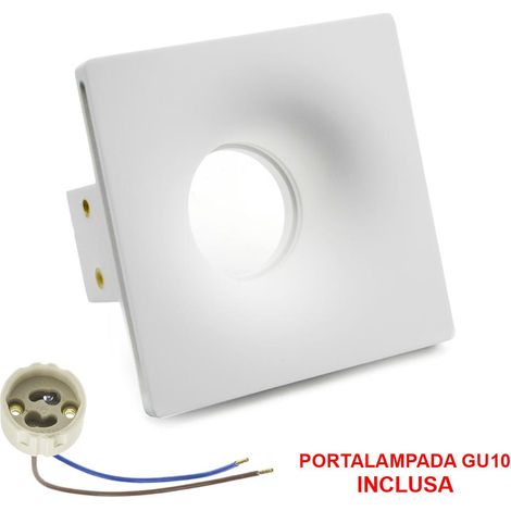 FARETTO IN GESSO 120X120MM QUADRATO HOLDER GU10 INCLUSO (1/4)