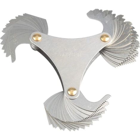Stainless Steel Foldable Thread Plug Gauge, 60° American Thread Pitch Gauge Stainless Steel, 60 Degree Thread Gauge Measuring Tool, Thread Gauges with 51 Blades (1/5)