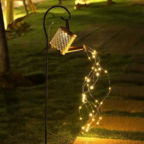 Lampe solaire en forme d'arrosoir, lanterne LED d'extérieur, éclairage de jardin suspendu étanche, lanterne solaire pour allées de jardin, terrasses et décoration paysagère (avec support) (1/5)