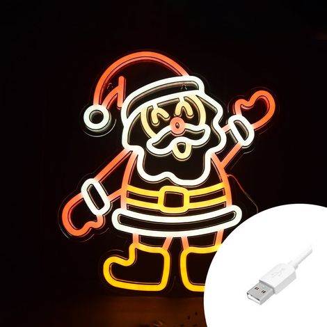 Babbo Natale luminoso da 40x40cm Led Neon Flex USB da interno Wisdom (1/2)