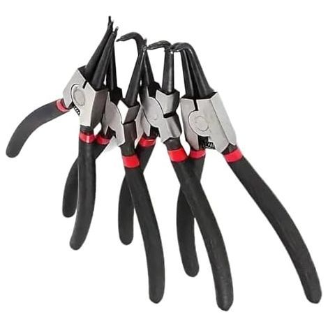 Ring locking pliers set, external pliers, curved jaw, multifunctional tool, robust, ring retainer removal, Black -