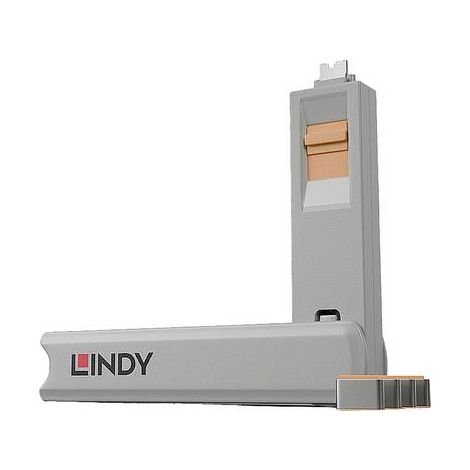 LINDY Kit bloqueur de port USB Type C avec clé et 4 verrous, orange (1/2)