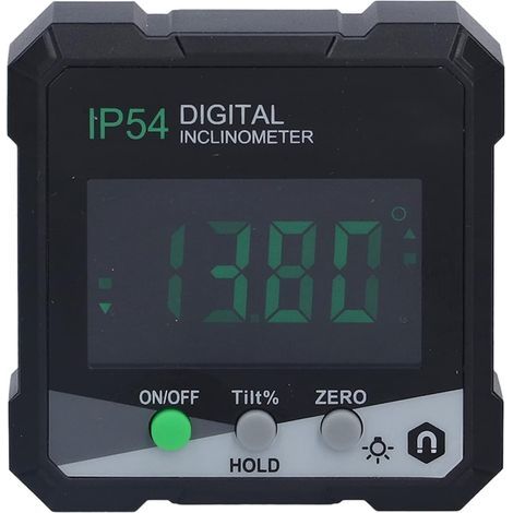 Portable Digital Inclinometer 4 x 90°, LCD Backlight, Single-sided Digital Magnetic Protractor, Multifunction, Relative Measuring Mode (1/4)