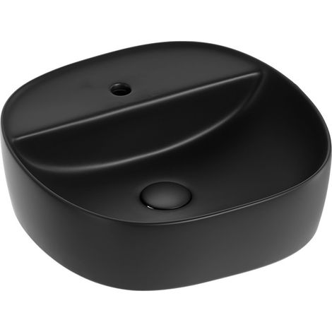 Lavabo d'appoggio nero in ceramica da 40x40 cm - Serie Nature (1/4)