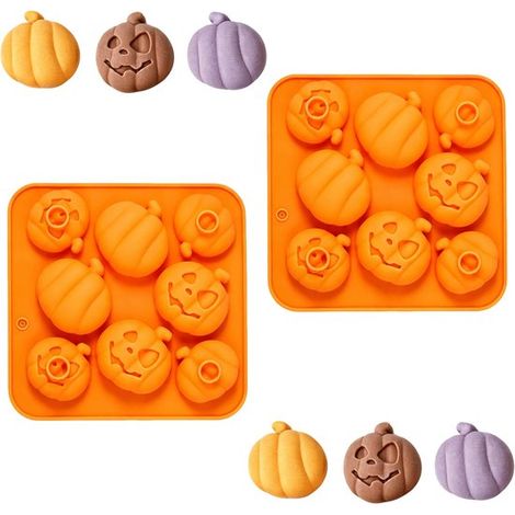 2 teilige Kürbis Schokoladenform Halloween Silikonform Silikonform Mousseform Kuchenform Form 15 Mulden 20 x 10,5 x 1,6 cm für Bonbons, Gummibärc (1/5)