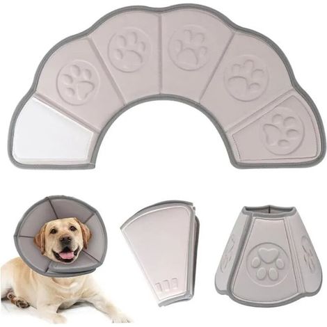 Collier pour chien - Bandeau de protection - Réglable - Confortable - Anti-léchage - Anti-griffures - Gris - 24-29 cm - 1 pièce (1/4)