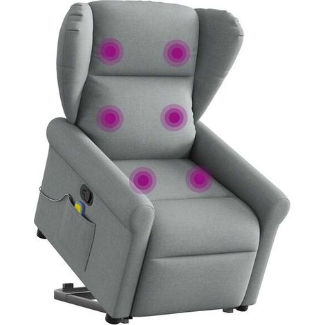 Chaise de massage ergonomique en tissu gris clair – Fonction chauffage, vibration et rouleaux cervicaux – Idéale pour détente quotidienne à domicile (1/5)