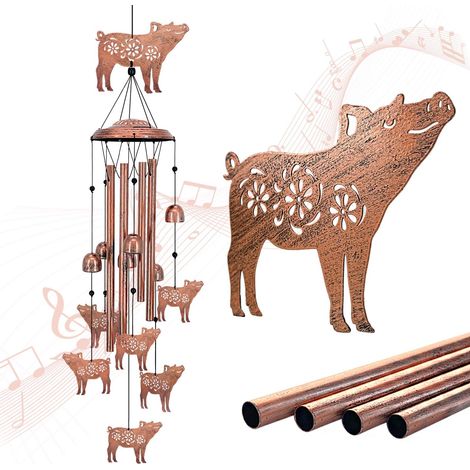 Carillons éoliens en forme de cochon pour l'extérieur, cadeaux sur le thème du cochon pour femmes/hommes/cadeau de sympathie/cadeaux commémoratifs/cadeaux d'anniversaire/fête - Carillons éoliens en mé (1/5)