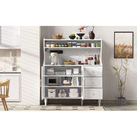 Armoire haute avec prises électriques et tiroirs. Armoire à vin avec des dispositifs pour le stockage du vin et un espace de rangement supplémentaire. Armoire de cuisine avec plans réglables (1/5)