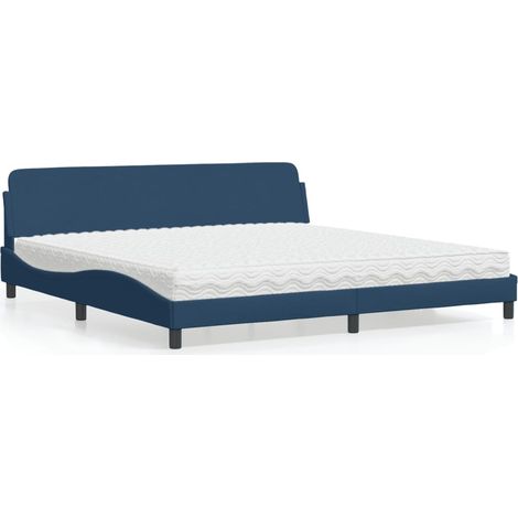 Bett mit Matratze "Dover" Blau 200x200 cm Stoff (1/5)