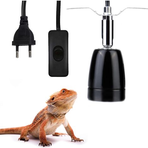 Douille chauffante E27 en céramique - Culot E27 avec câble - Pour reptiles - Lampe chauffante UV - Lumière du jour - EU 110-250 V (1/5)