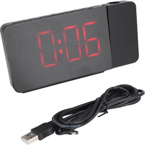 Réveil Projecteur LED avec Radio FM, Fonction Snooze et 4 Luminosités pour Chambre ou Bureau